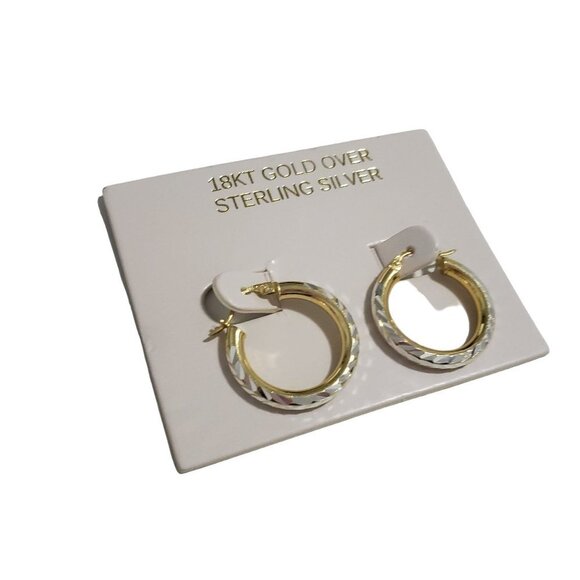 18KT Gold Over Sterling Silver Hoop Earrings - Picture 1 of 4